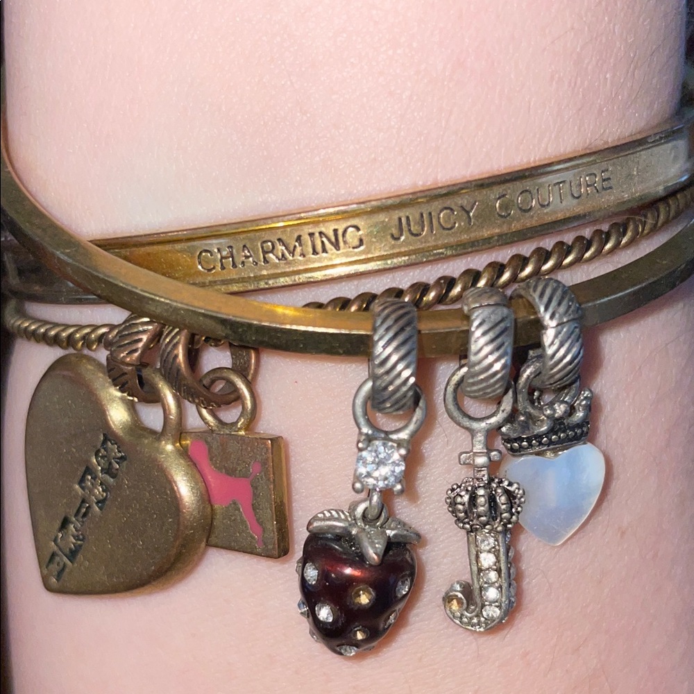 Juicy Couture Gold Tone Charm Bangle Set - Picture 4 of 4